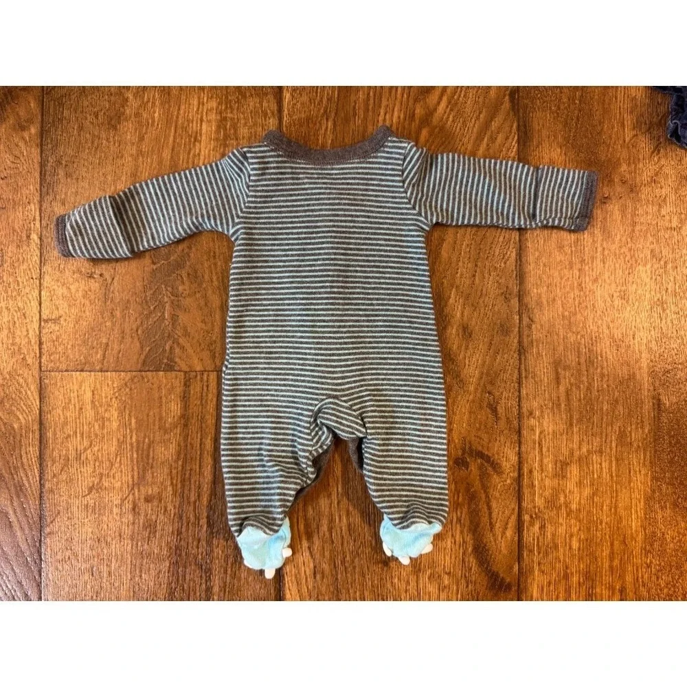 Carters Preemie Baby Boy Sleeper Monster‎ Outfit Claw Feet Cotton Reborn Doll